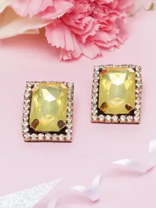 Awadhi Gold-Plated Yellow Contemporary Studs Earrings