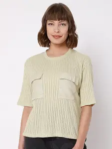 Vero Moda Women Green Striped T-shirt