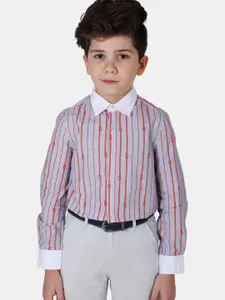 One Friday Boys Blue Comfort Striped Casual Shirt