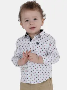 One Friday Boys White Comfort Printed Casual Shirt
