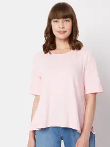Vero Moda Women Pink Cotton T-shirt