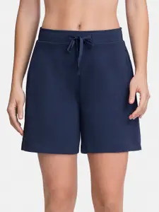 Amante Women Navy Blue Solid Cotton Lounge Shorts