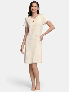 Amante Off White Printed Nightdress