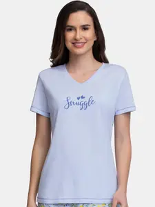 Amante Women Blue Printed Lounge Tshirts
