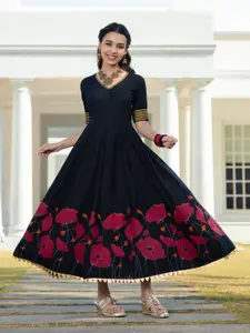 Rustorange Black & Red Liva Maxi Dress