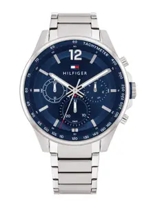 Tommy Hilfiger Men Blue Dial & Silver Toned Stainless Steel Bracelet Style Straps Analogue Watch TH1791973