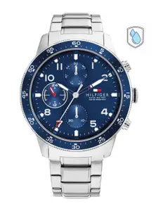 Tommy Hilfiger Men Blue Dial & Silver Toned Stainless Steel Bracelet Style Straps Analogue Watch TH1791949
