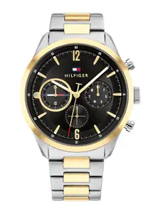 Tommy Hilfiger Men Black Dial & Multicoloured Stainless Steel Bracelet Style Straps Analogue Watch