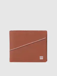 Tommy Hilfiger Men Tan Brown Leather Two Fold Wallet