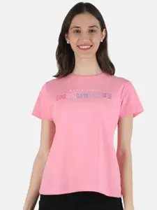 Monte Carlo Women Pink Typography Printed T-shirt