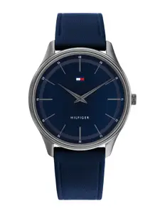 Tommy Hilfiger Men Patterned Dial & Leather Bracelet Style Straps Digital Watch TH1710467