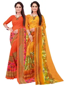 Florence Yellow & Red Pure Georgette Saree