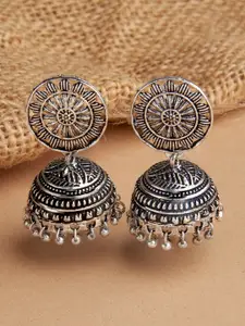 Fida Silver-Plated  Dome Shaped Jhumka Earrings