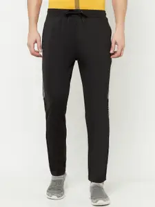 Octave Men Black Solid Regular-Fit Cotton Track Pant