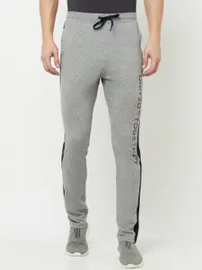 Octave Men Grey Solid Cotton Track Pants