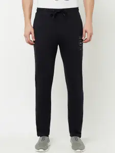 Octave Men Navy Blue Solid Cotton Track Pant