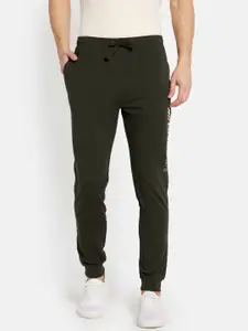 Octave Men Olive Green Solid Cotton Track Pants