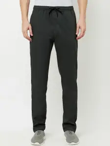 Octave Men Olive Green Solid Cotton Track Pants