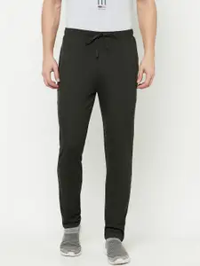 Octave Men Olive Green Solid Cotton Track Pants