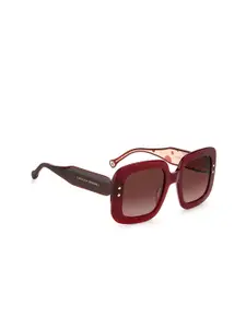 Carolina Herrera Women Pink Lens & Red Square Sunglasses with UV Protected Lens