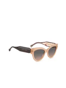 Carolina Herrera Women Grey Lens & Brown Cateye Sunglasses with UV Protected Lens
