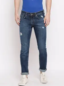 Pepe Jeans Men Slim Fit Low-Rise Low Distress Light Fade Cotton Jeans