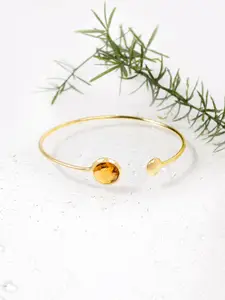 Mikoto by FableStreet Gold-Plated & Yellow Citrine Handcrafted Kada Bracelet