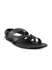 Mochi Men Black Leather Sandals
