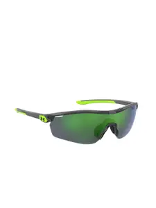 UNDER ARMOUR Men Green & Silver-Toned Shield Sunglasses