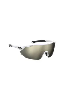 UNDER ARMOUR Men Clear Lens & White Half Rim Shield Sunglasses