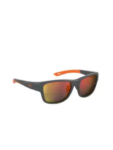 UNDER ARMOUR Men Red Lens & Silver-Toned Wayfarer Sunglasses 204095KB757UZ