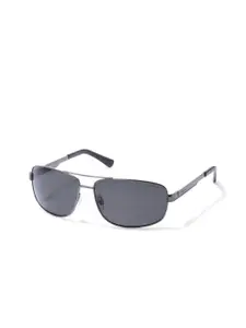 Polaroid Men Grey Lens & Silver-Toned Square Sunglasses with Polarised and UV Protected Lens
