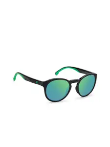 Carrera Men Green Lens & Black Round Sunglasses with UV Protected Lens