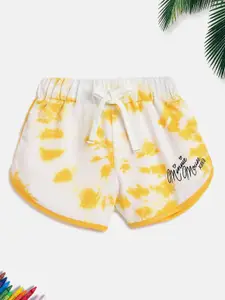 Lil Tomatoes Girls Yellow Printed Cotton Shorts