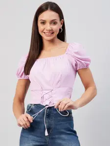 Marie Claire Lavender Crepe Cinched Waist Top