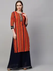 FASHOR Women Multicoloured Striped Kurta
