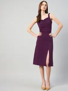 RARE Purple Shoulder Strap A-Line Midi Dress