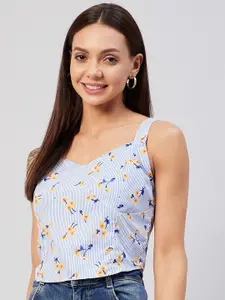 RARE Blue & Yellow Floral Printed Crop Top
