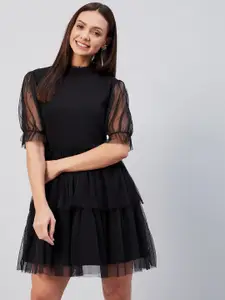RARE Black Net Tulle A-Line Dress