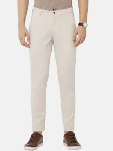 Classic Polo Men Cream-Colored Solid Chinos Trousers