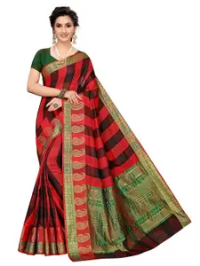 Yashika Black & Red Striped Zari Silk Cotton Ilkal Saree