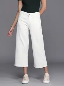Allen Solly Woman Women White Culottes Wide Leg Stretchable Jeans