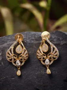 Saraf RS Jewellery Gold-Toned & White Contemporary Studs Earrings
