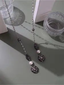 CURIO COTTAGE Black & White Rhodium-Plated Necklace
