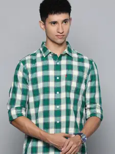 Levis Men Sea Green Slim Fit Checked Casual Shirt