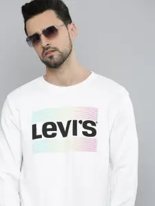 Levis Men White Printed Sweatshirt