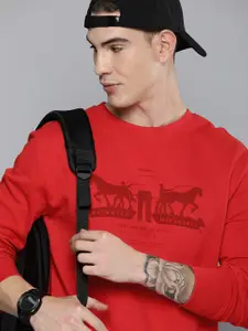 Levis Men Red Printed Sweatshirt