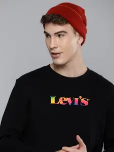 Levis Men Black Brand Logo Printed Pure Cotton Sweatshirt