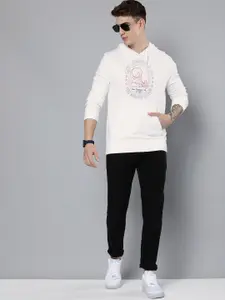 Levis Men White Brand Logo Printed Hooded Pure Cotton Sweatshirt