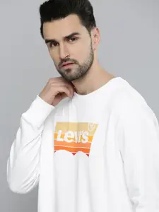 Levis Men White Printed Pure Cotton Sweatshirt